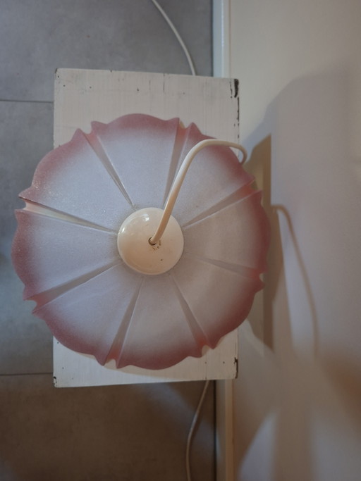 Lampada a sospensione vintage in vetro con sfumatura bianco/rosa – hanglampen, Glass (photo 2 of 5)