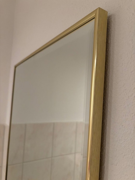 Image 1 of Rectangular Wall Mirror with Brass Frame 87 x 56 x 2 cm