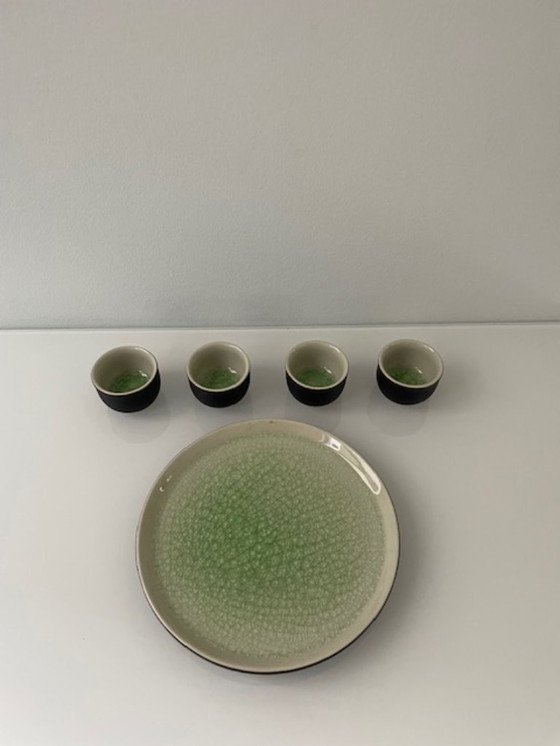 Image 1 of Elegant Vietnamese tea set in green crackle