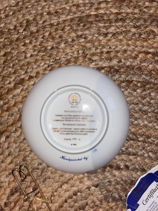 Plato navideño danés original de la serie aniversario (1895-1995). Certificado.