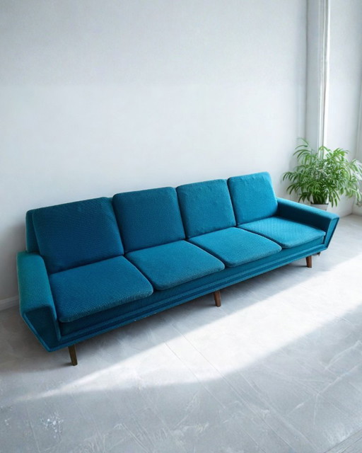 Met pijn in het hart: Complete zeldzame Deense Set | 4-Persoons Bank + Fauteuil | Petrol | Jaren '60