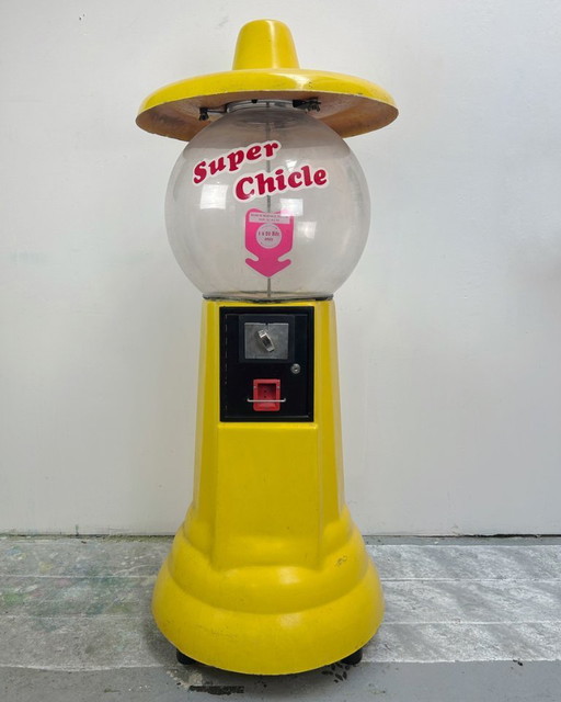 Distributore di gomme da masticare vintage "Super Chicle" - giallo, anni '60