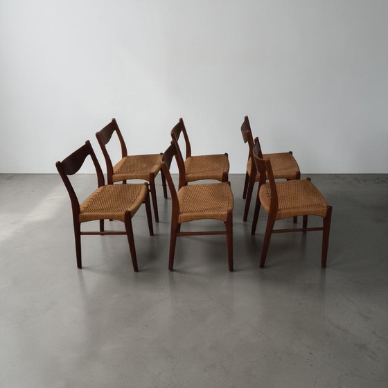 Image 1 of Dream Mid Century Designer 6-piece vintage teak dining chairs, Arne Wahl Iversen GS61, 1960s