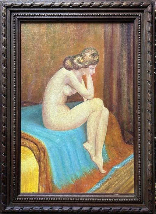 Pintura vintage de retrato femenino desnudo