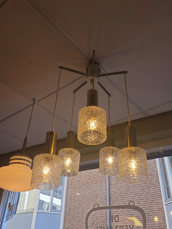 Image 1 of Lampada a sospensione a cascata vintage, lampada da soffitto in ottone