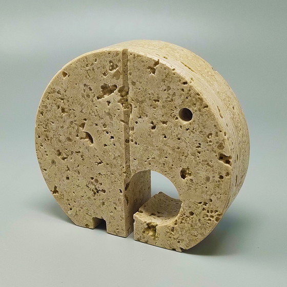 Image 1 of Sculpture originale d'éléphant en travertin des années 1970 par Enzo Mari pour F.lli Mannelli