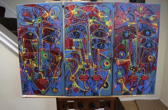 “Miradas Y Flores” Simeon Gonzales – Paintings & Drawings, Canvas (photo 4 of 8)