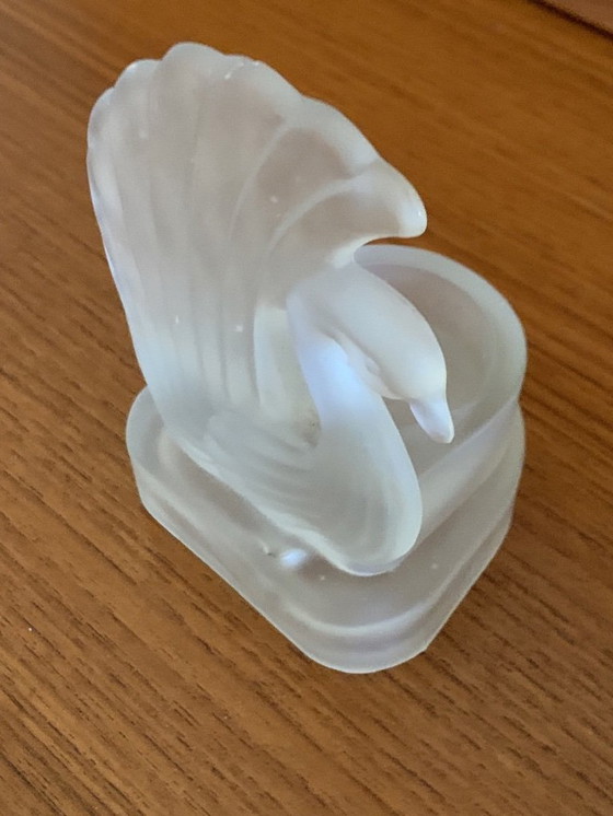 Image 1 of Bougeoirs cygnes en verre dépoli, style Art déco, lot de 2, années 1930