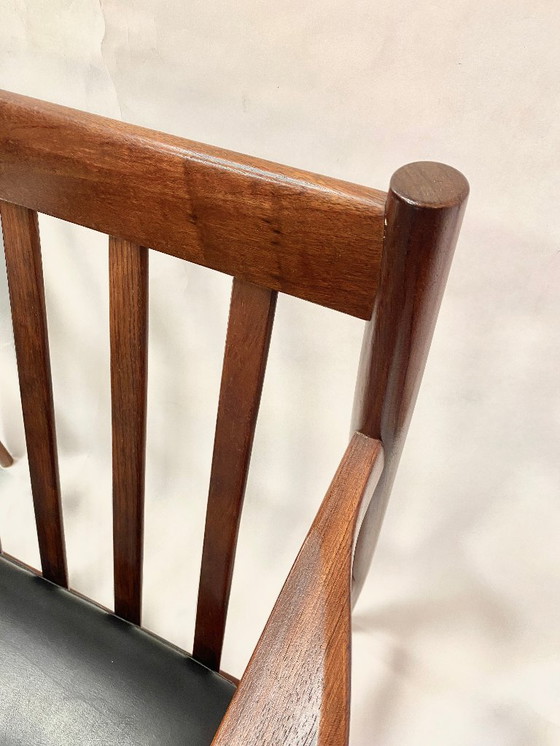 Image 1 of Original 1950s armchair from Denmark – teak wood & black Skai leather * Mid-Century * Vintage