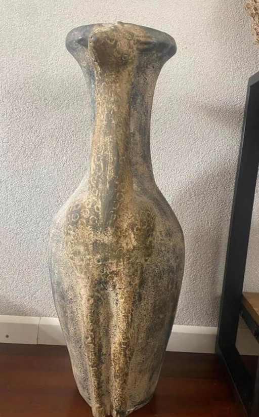 Vintage Handmade Vase With Giraffe Handles