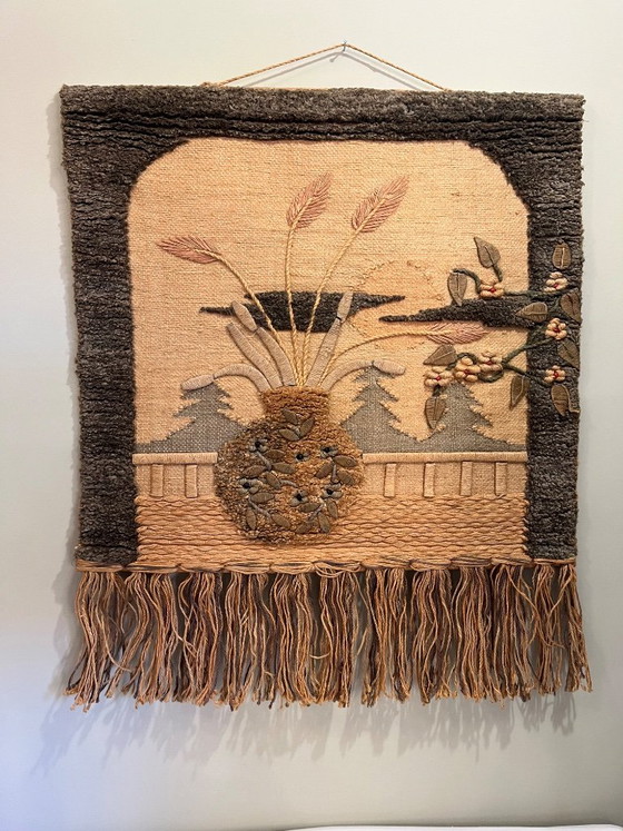 Vintage wandtapijt bohemien bloemencompositie – Wanddecoratie, Textile, Wool (photo 4 of 11)