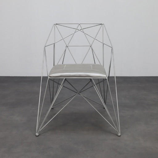 6x sedie da pranzo con struttura in filo metallico, rare