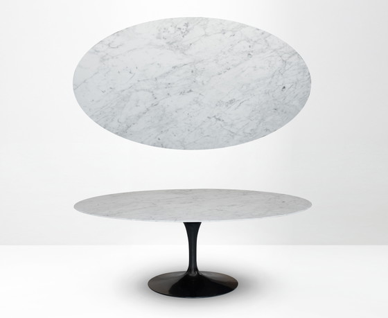 Original Knoll Tulip oval dining table 198x121cm in Arabescato matt marble in NEW CONDITION! Design: Eero (photo 4 of 15)