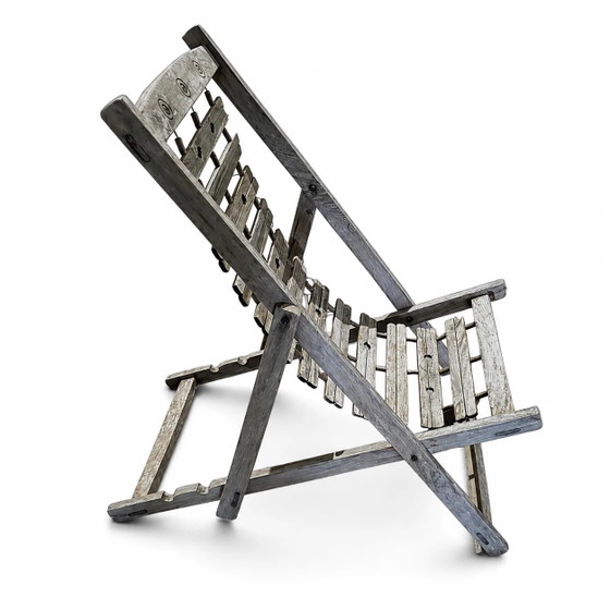2 x chaises longues coloniales en bois massif pliables et lourdes / chaises longues / années 1960 – Transat (photo 7 of 9)