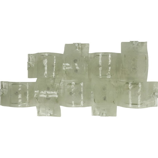 Set of 9 vintage postmodern wall lamps in pulegoso Murano glass, 1970s