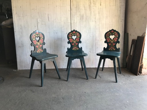 Vintage Holz Beistellstühle, 1920er Jahre, 3er Set
