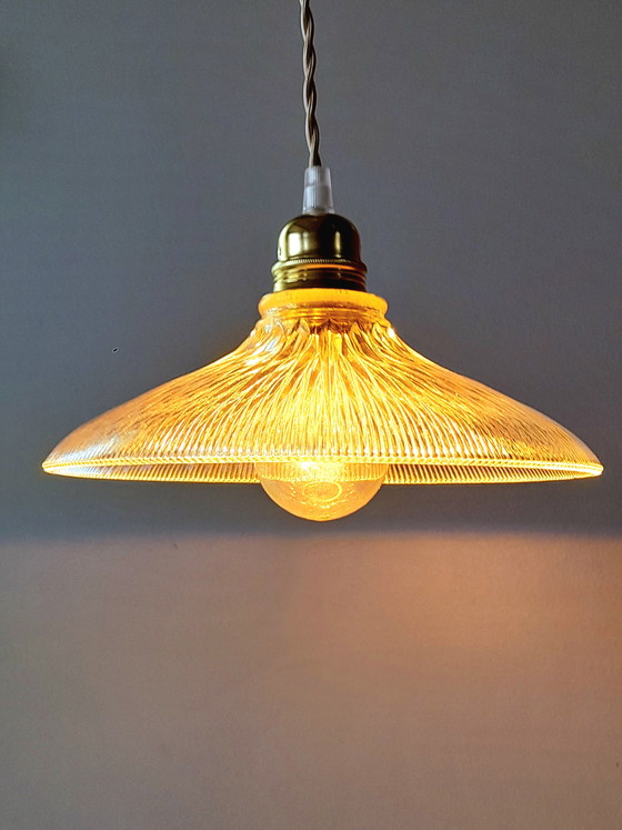 Image 1 of Holophane glazen hanglamp