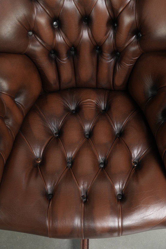 Sedia da ufficio Chesterfield in pelle bovina marrone in lussuoso stile inglese – Sedie da ufficio, Leather (photo 6 of 14)