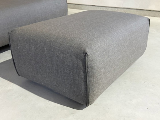 Divano Leolux Oscar con pouf - grigio, Divani 3 posti, Tessile, Metallo, Modern (foto 7 di 9)
