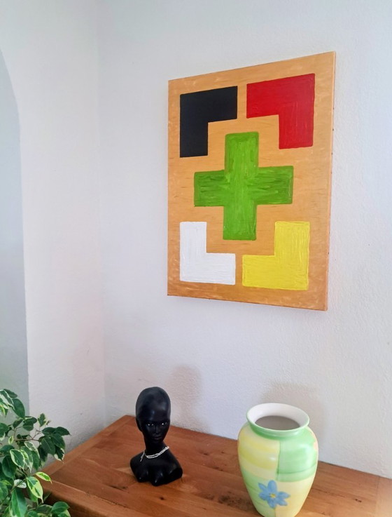 Image 1 of Enzo SAN MARCO - Essential Colors on a Gold Background - Artist's Painting