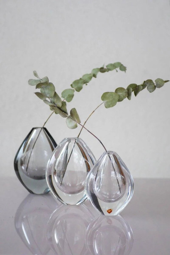 Image 1 of Crystal Lucid Drop Glass Vases by Sven Palmqvist for Orrefors, Sweden, 1950s, set of 3
