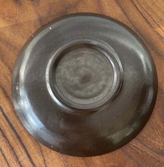 Image 1 of Ensemble de quatre tasses et soucoupes à café en faïence des années 1960 et plat de service