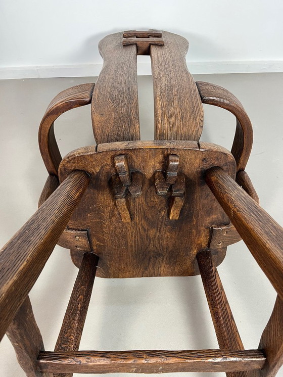 Image 1 of Sedia brutalista in rovere De Puydt, Belgio 1960