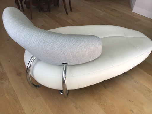 Leolux Kikko chaise longue, leather/fabric
