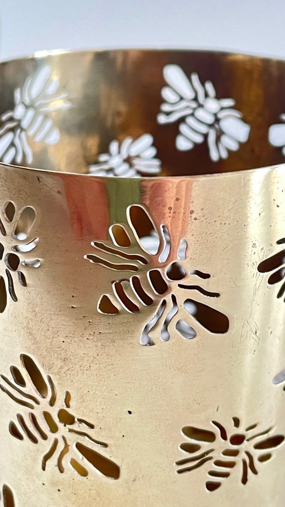 Image 1 of Messing bijen kaarsenhouder