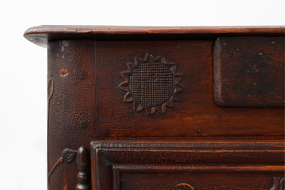 Image 1 of Rare French provincial carved cabinet or buffet with great patina, dated 1841