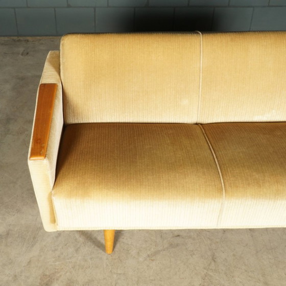 Canapé-lit vintage - Velours beige - Années 1960 – Canapés 3 places, Textile (photo 13 of 17)