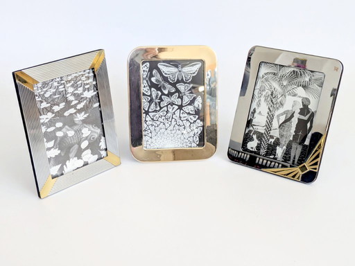 Ensemble de 3 cadres photo vintage en laiton argenté, 13 x 18 cm