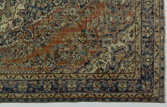 Grande tappeto turco vintage Oushak 260 × 167 cm | Tappeto medaglione in lana anatolica tessuto a mano (photo 4 of 10)