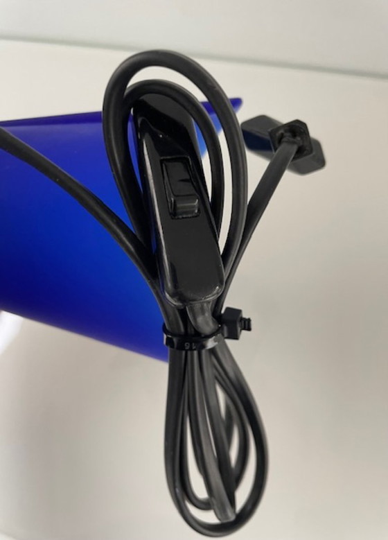 Image 1 of Vintage Zicoli design lamp sapphire blue glass stainless steel