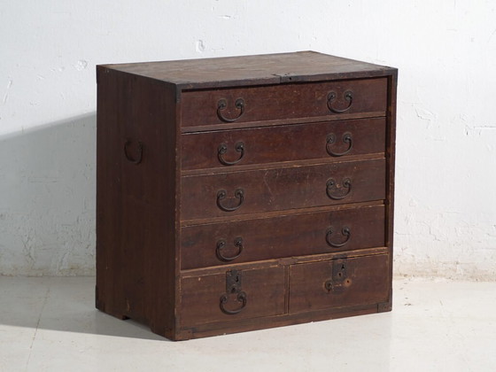 Antique Japanese tansu with drawers and iron hardware – Meiji Period, Japan, circa 1900 – Chest of drawers (photo 5 of 40)