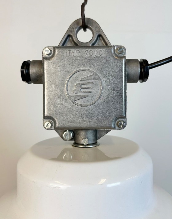 Image 1 of White Industrial Factory Light with Plastic Grid from Elektrosvit, 1990s