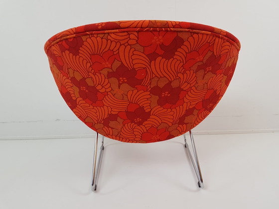 Image 1 of Vintage Rudolf Wolf fauteuil nieuw gestoffeerd wol bloemen Rohe