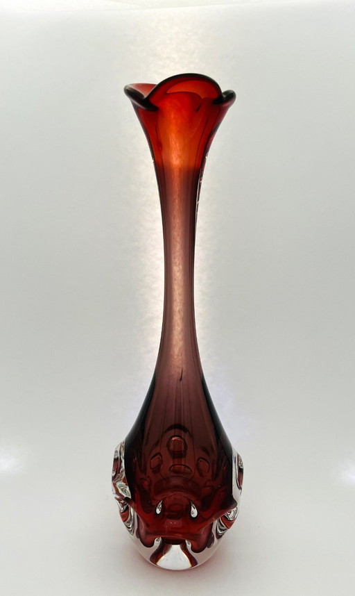 Retro sueco- Börne augustsson- Jarrón con huella digital - alto- rojo