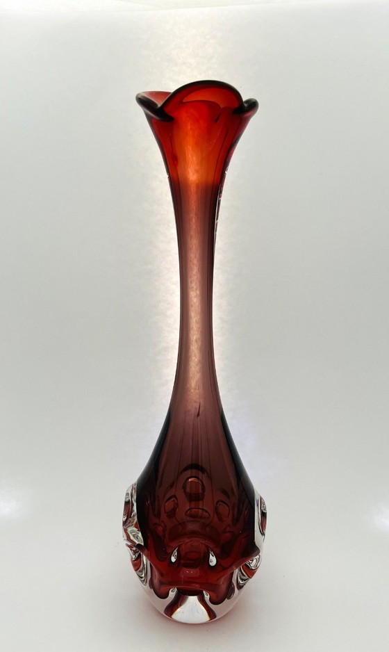 Image 1 of Retro sueco- Börne augustsson- Jarrón con huella digital - alto- rojo