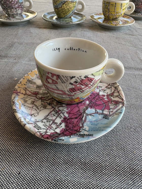 Rare illy Art Collection 1998 – Robert Rauschenberg – Ensemble de 5 tasses à expresso (Intact) (photo 2 of 10)