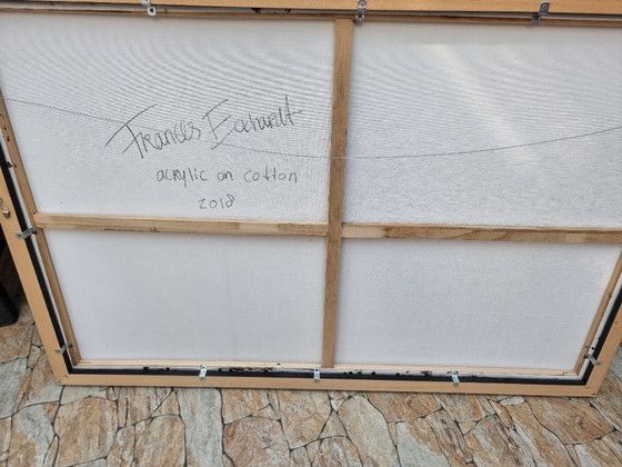 Image 1 of Frances Eckhardt - mysterieus abstract figuratief schilderij handgemaakt kunstwerkt 75x115 cm