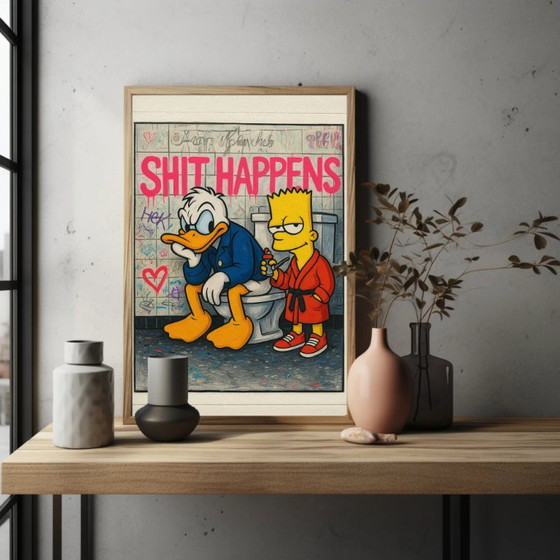 Art Print with Donald Duck and Bart Simpson, Paper, Yellow, Pop Art (photo 2 of 5)