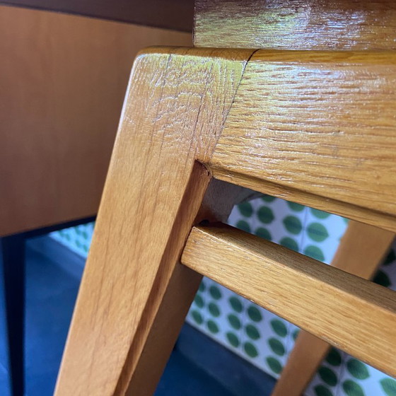 Image 1 of Vintage oak dressing table with mirror and matching stool