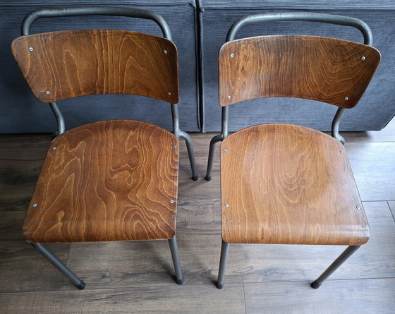 2 Original Vintage Gispen 106 TU Delft Chairs from the 1960s. – Dining chairs, Metal, Wood (photo 3 of 8)