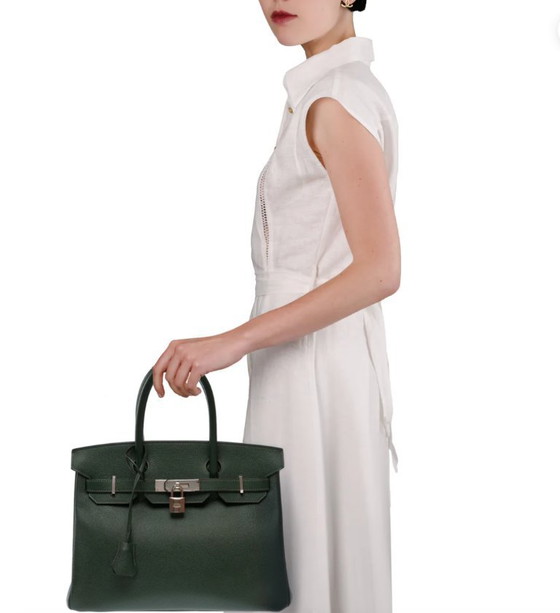 Image 1 of Sac HERMES Birkin 30 en Cuir Vert - 103577