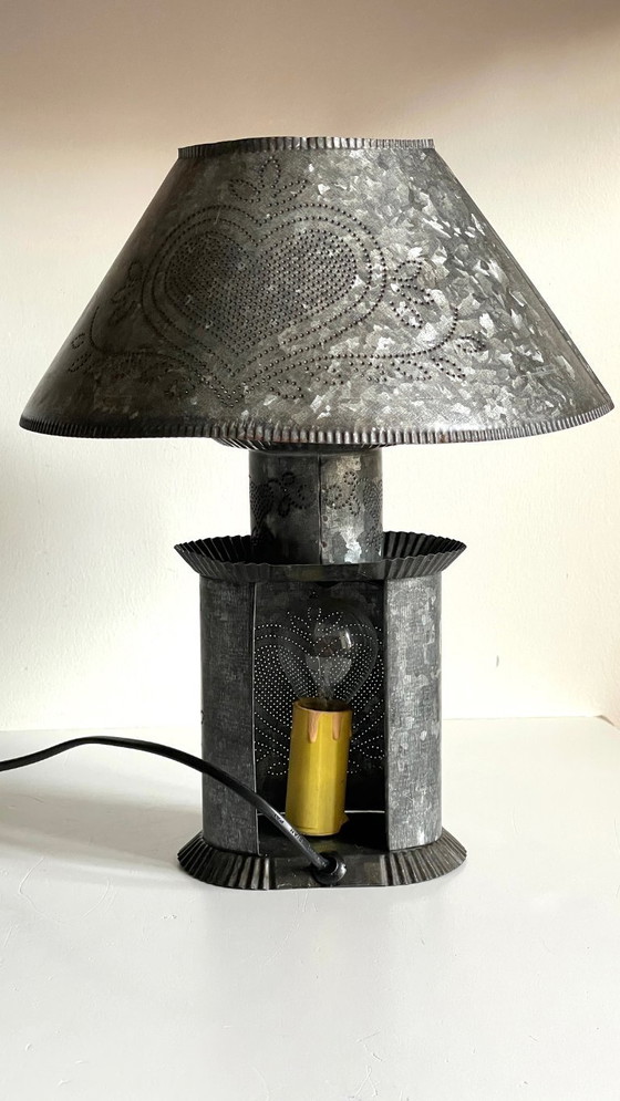Image 1 of Vintage Zinc Heart Lamp