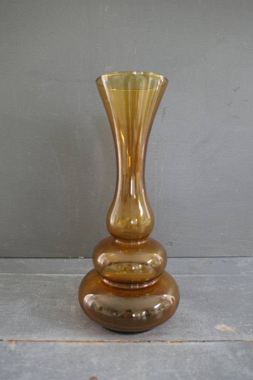 Art Deco glass vase amber