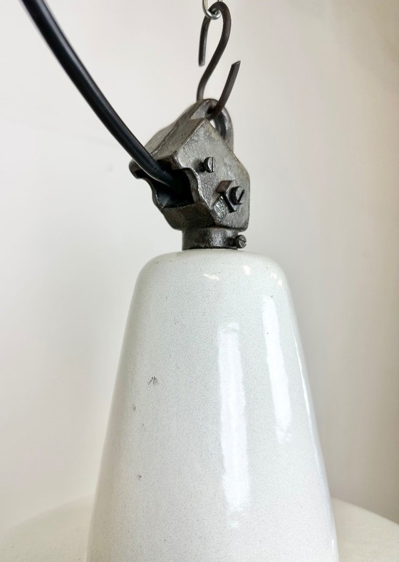 Image 1 of Large Industrial White Enamel Factory Pendant Lamp from Zaos, 1960s