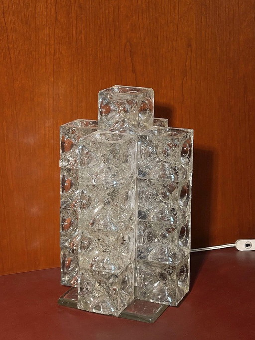 Sculptural Lamp in Polished Albano Glass Cubes for Poliarte, 1960s – tafellampen