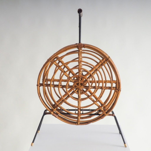 Mid Century Round Rattan Magazine Holder